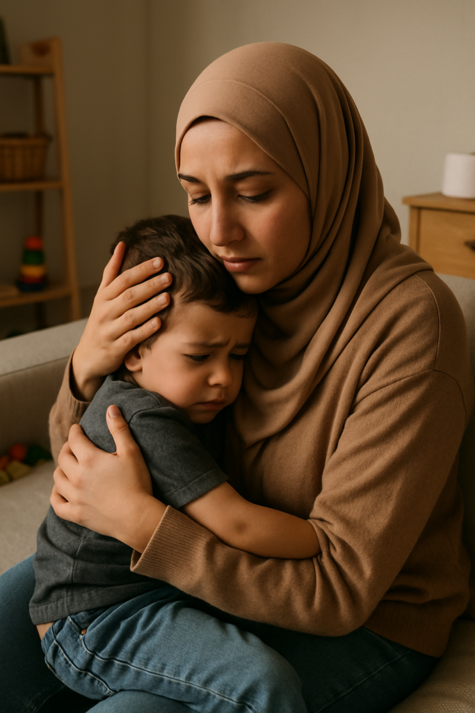 أخصائي توحد في عمان يقدم دعم عاطفي لطفل مصاب باضطراب طيف التوحد